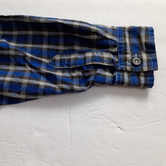 Kenneth Cole Reaction Boys Shirt Button Down Blue Black Plaid Long Sleeve 6-7 - Picture 12 of 12